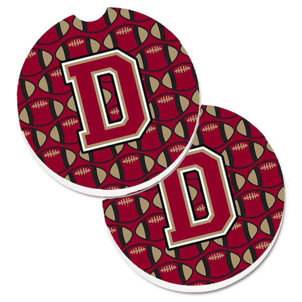 Carolines Treasures Letter D Football Garnet and Gold Cup Holder Car Coaster, PK2 CJ1078-DCARC - main